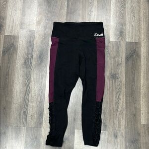 PINK Victoria's Secret Black and Purple Leggings for Comfort and Style